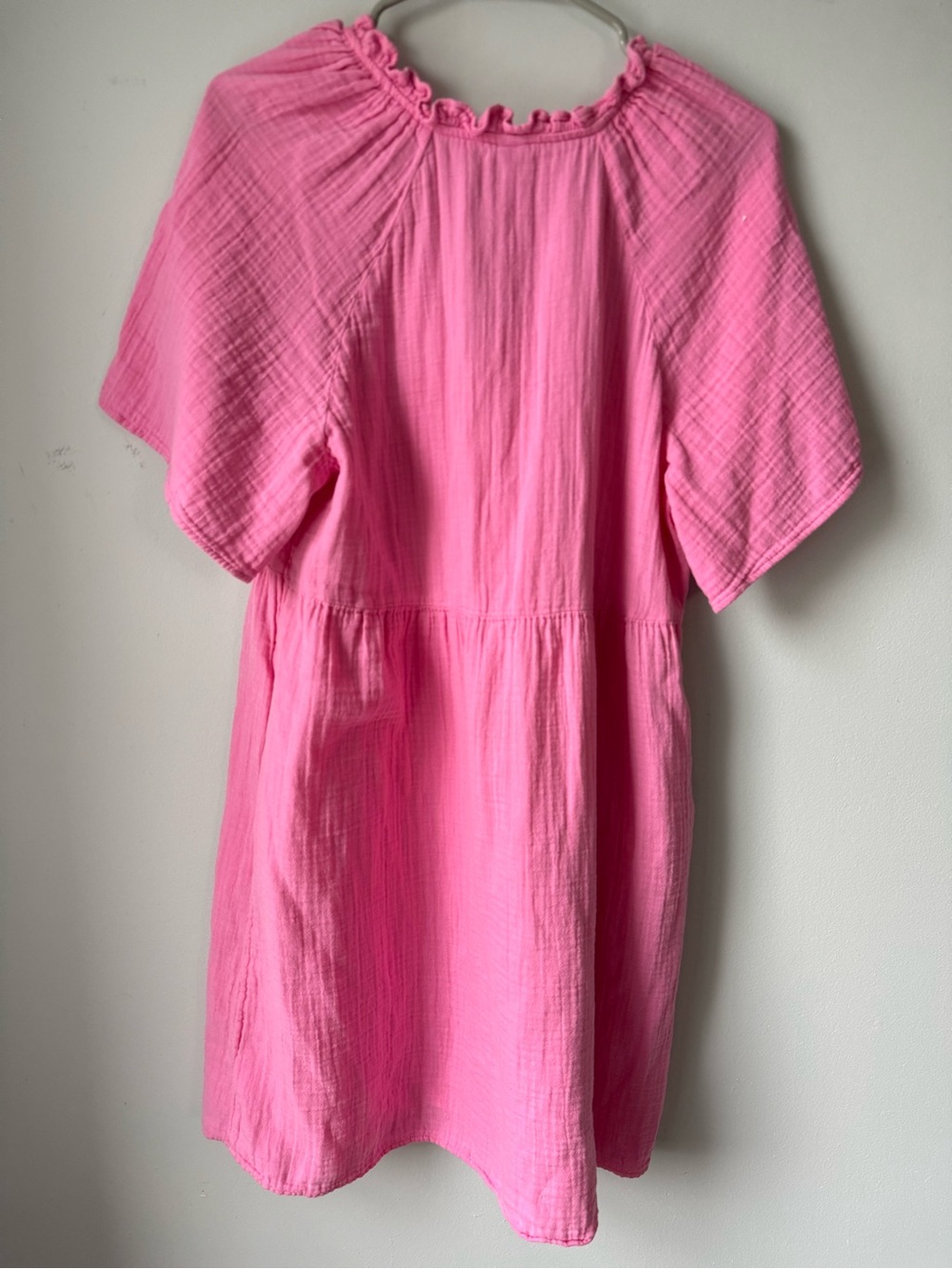 Old Navy Cotton Short Sleeve Split Neck Pink Summer Swing Dress Mini Dress L - Picture 5 of 8